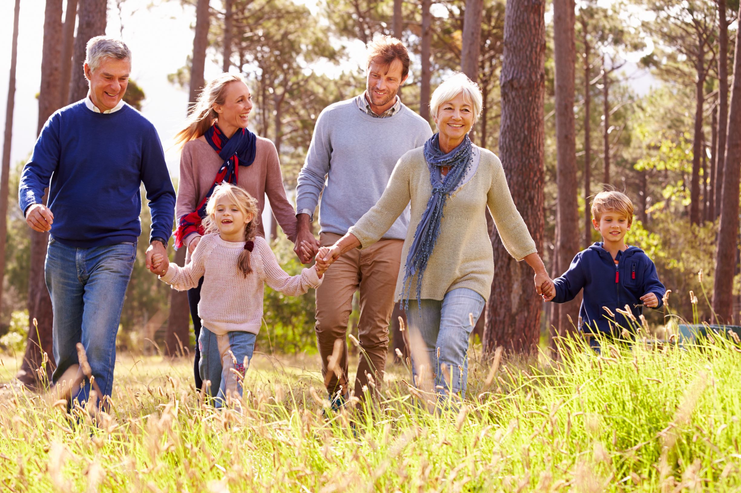 Generational Family Walking in Woods -4MP